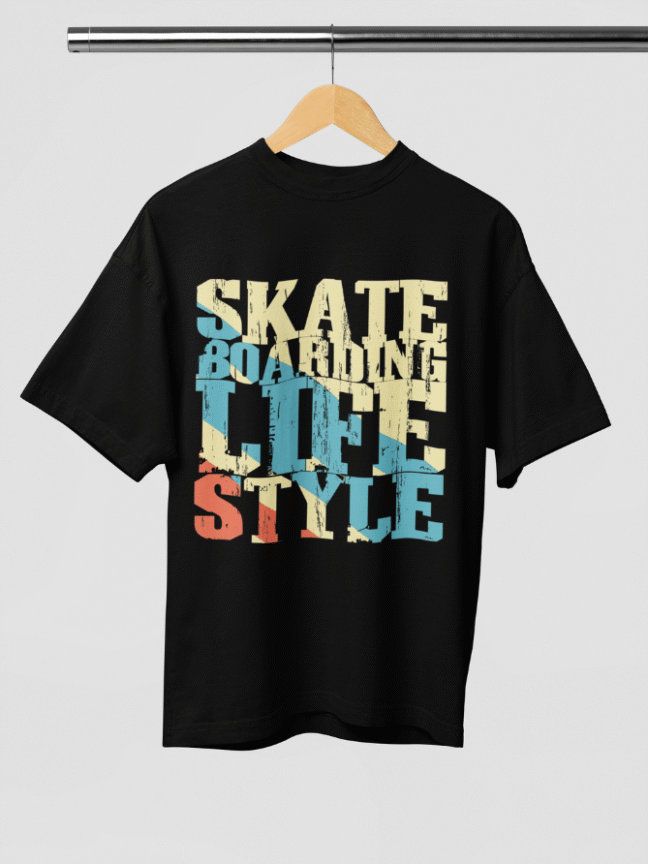 Men’s Oversized T-Shirt – "Skateboarding Lifestyle" Graphic Print
