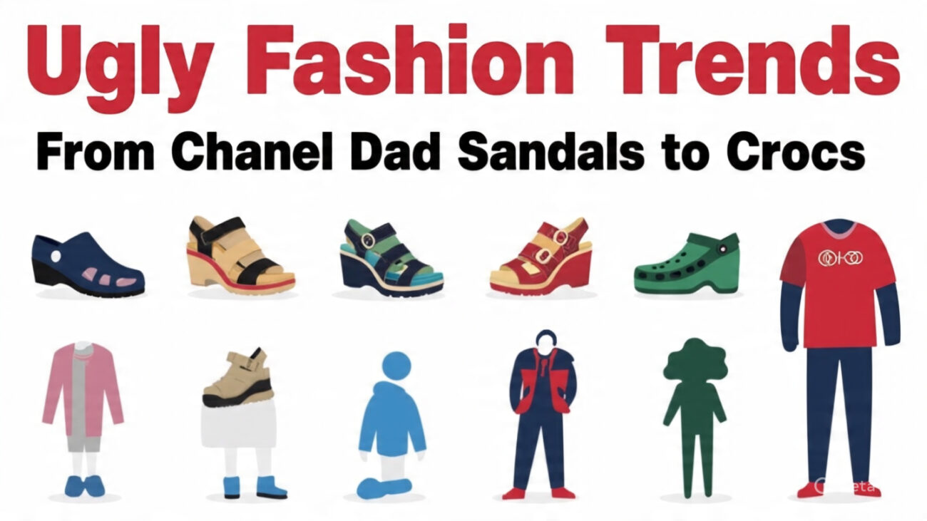 Anne Hathaway’s 1 Stunning Style Swap: Andy’s Chanel Boots to Effortlessly Chic Dad Sandals 5 an infographic showing the evolution of ugly