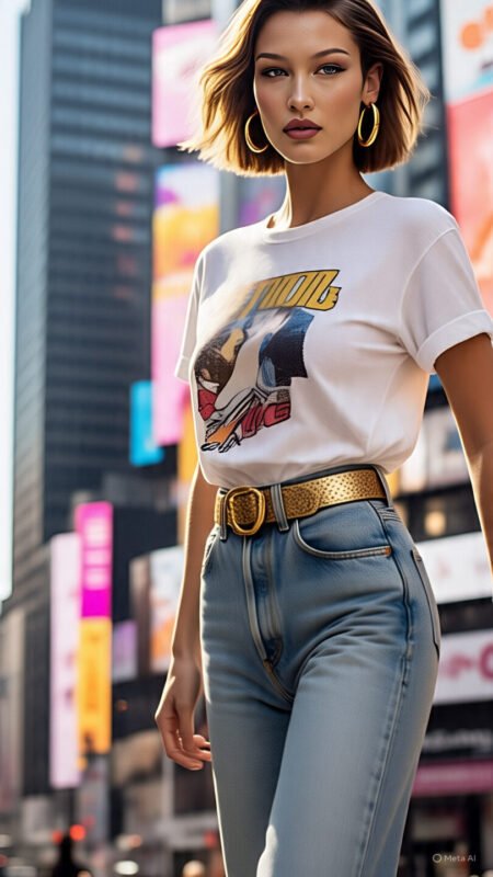5 Killer Low-Rise Jeans Styling Tips That Push Them Beyond Their Y2K Legacy 5 bella hadid inspired collage chunky belt gold