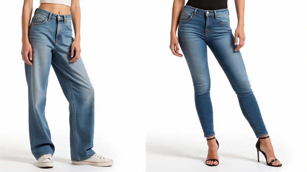 5 Killer Low-Rise Jeans Styling Tips That Push Them Beyond Their Y2K Legacy 2 side by side comparison of a baggy low rise jeans 1