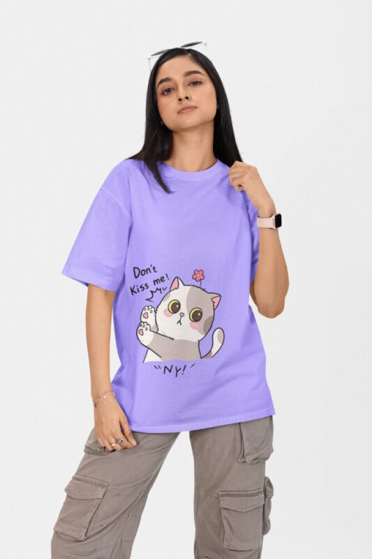 Don’t Kiss Me NY Cat Oversized T-Shirt Tee