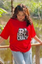 Lazy But Crazy Panda Oversized Classic Tee - Image 2