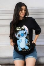 Stitch Oversized T-Shirt – Trendy Anime Streetwear Classic Tee - Image 2