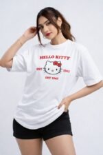 Adorable Hello Kitty Oversized T-Shirt for Women – Trendy Cute Streetwear - Image 2