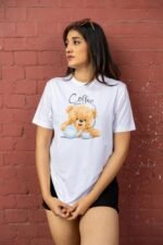 Coffee Break Teddy Oversized T-Shirt – Cute & Cozy Aesthetic Tee for Women - Image 4