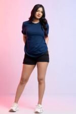 Navy Blue Oversized T-Shirt Women – Classic Soft Cotton Comfort Tee - Image 4